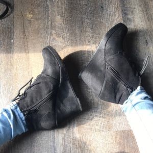 Faux suede black booties